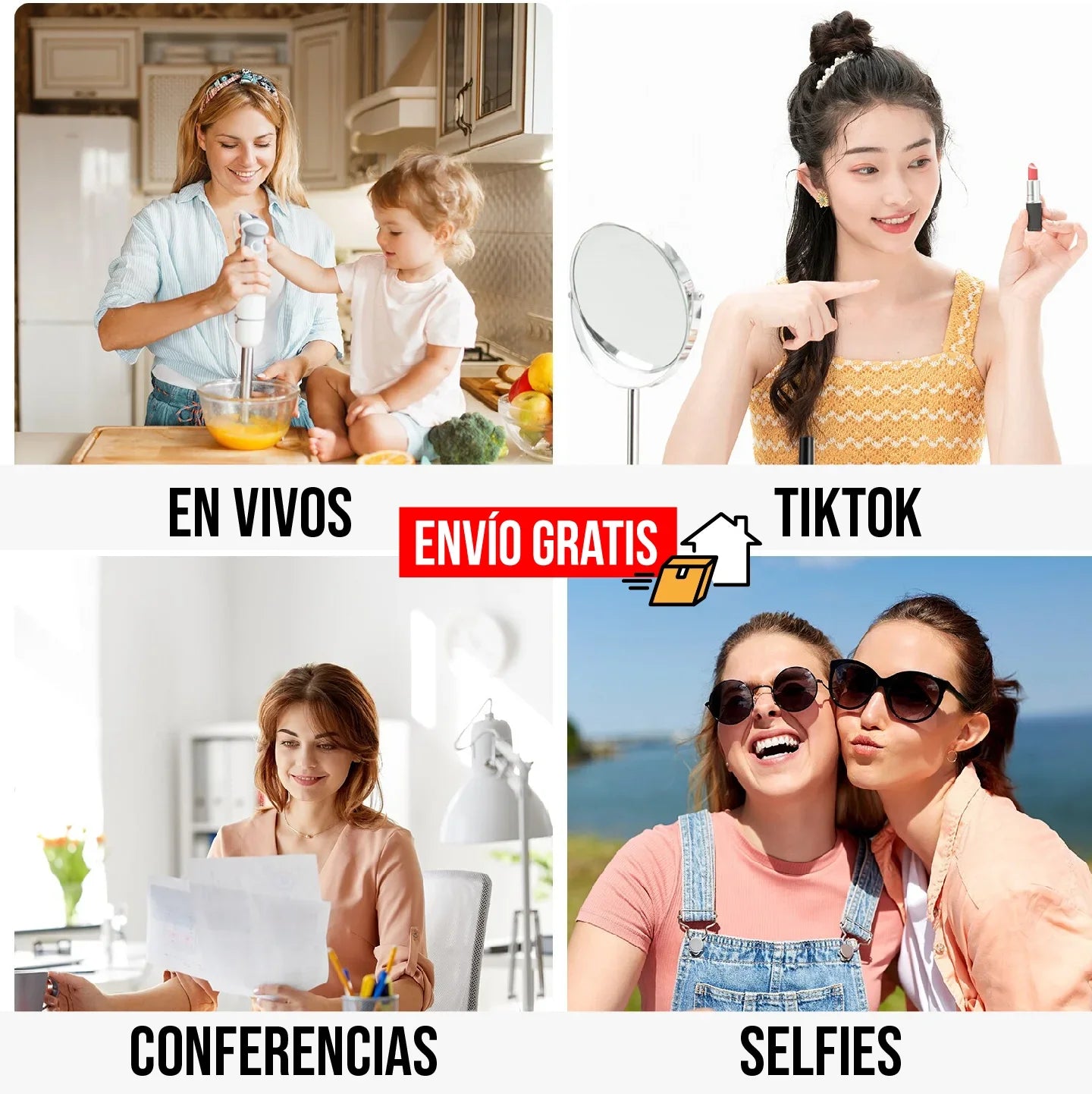"Kit de Creación de Contenido Profesional: Micrófono, Luz LED y Estabilizador Todo en Uno"