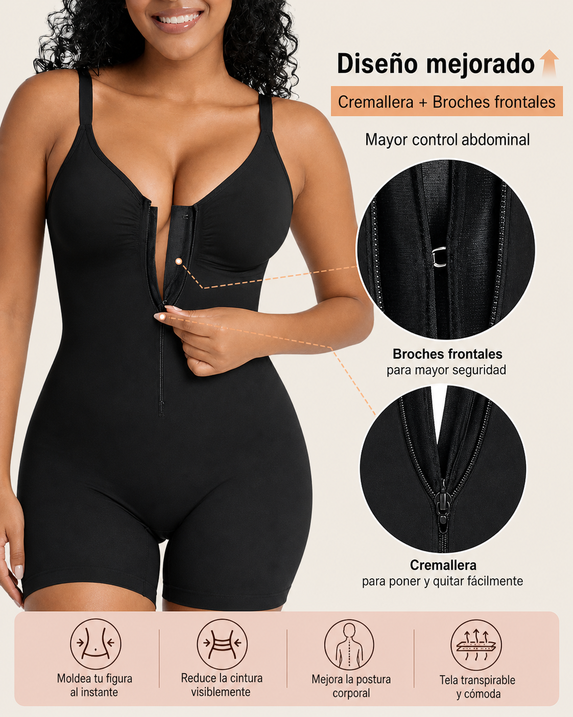 Body para control abdominal sin costura con cremallera (mes de las Madres) + Envió gratis