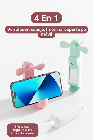 4 en 1 Banco de energía + Ventilador + Linterna + Soporte de Celular