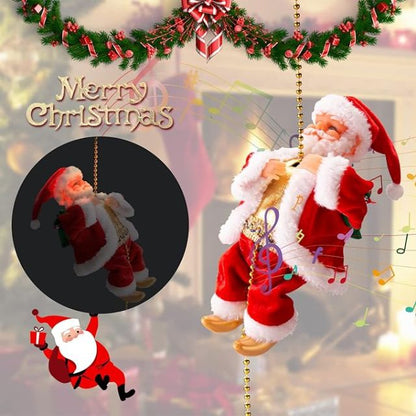 PAPA NOEL ESCALADOR CON CUERDA LED (2 x1) Tres tipos de luz (Blanca, Cálido o multicolor)