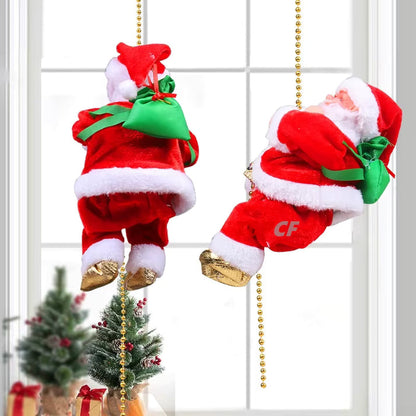 PAPA NOEL ESCALADOR CON CUERDA LED (2 x1) Tres tipos de luz (Blanca, Cálido o multicolor)