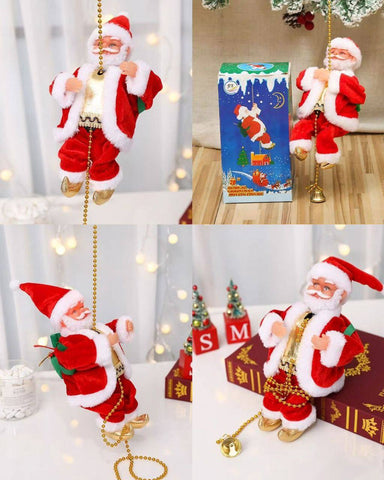 PAPA NOEL ESCALADOR CON CUERDA LED (2 x1) Tres tipos de luz (Blanca, Cálido o multicolor)